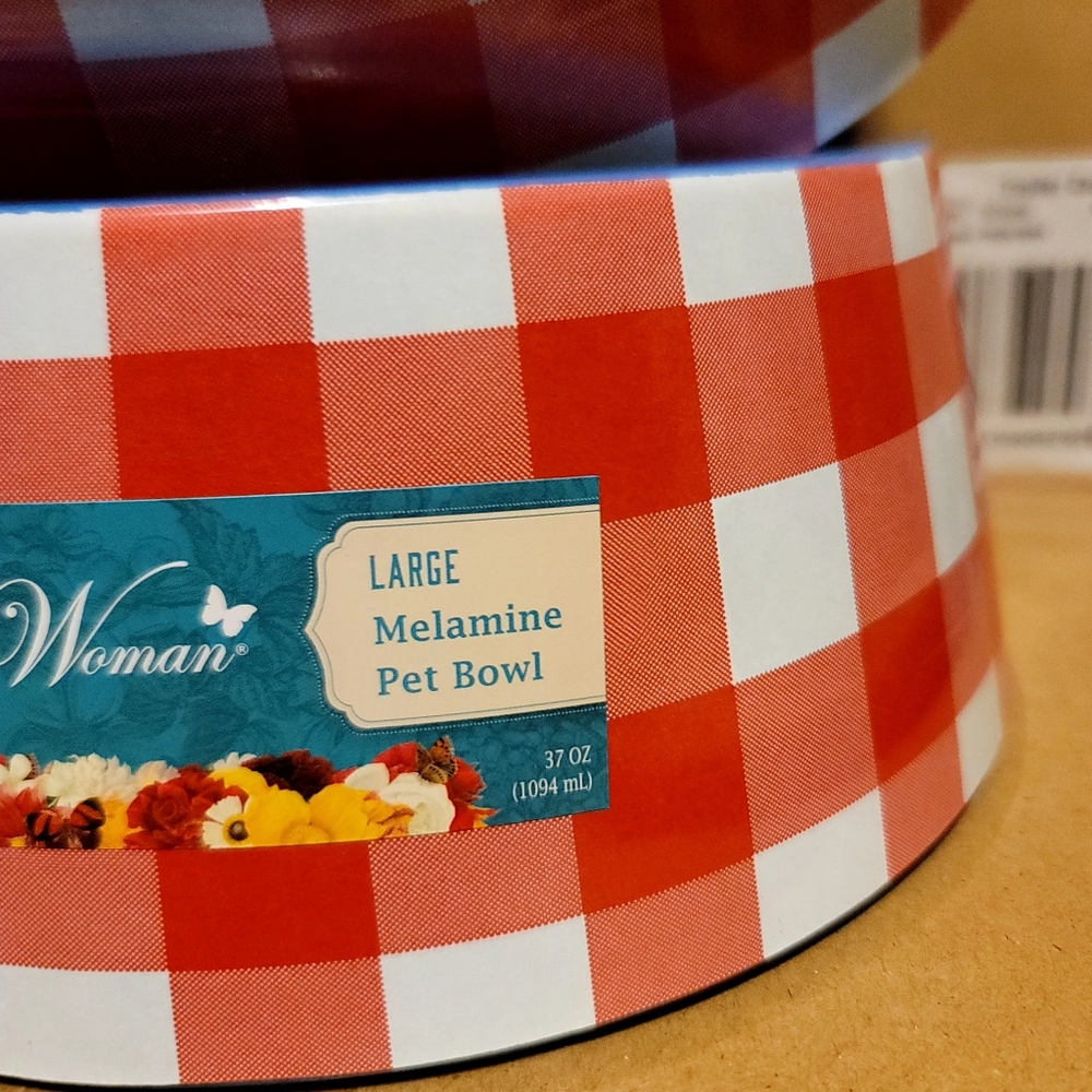 Pioneer Woman Charming Check Large Pet Bowls - Picture 3 of 4